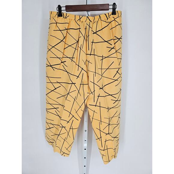 Amelia Austin Women's Yellow Elastic Waist Linen-Rayon Wide Leg Pants Size 14 - Picture 4 of 4